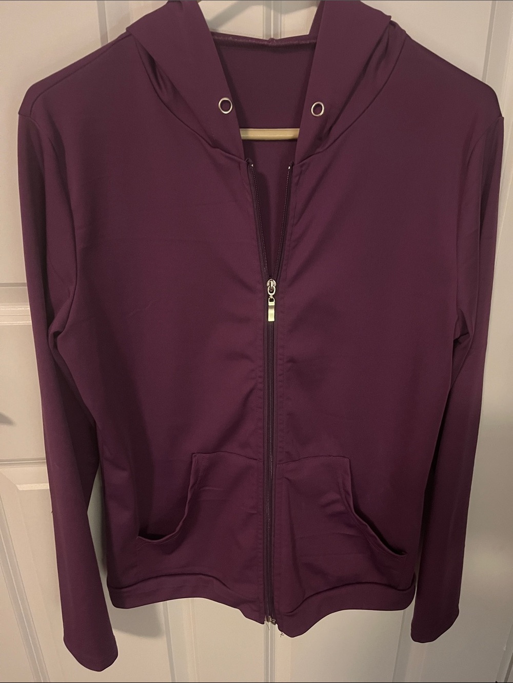 Hooded Athletic Jacket in Eggplant